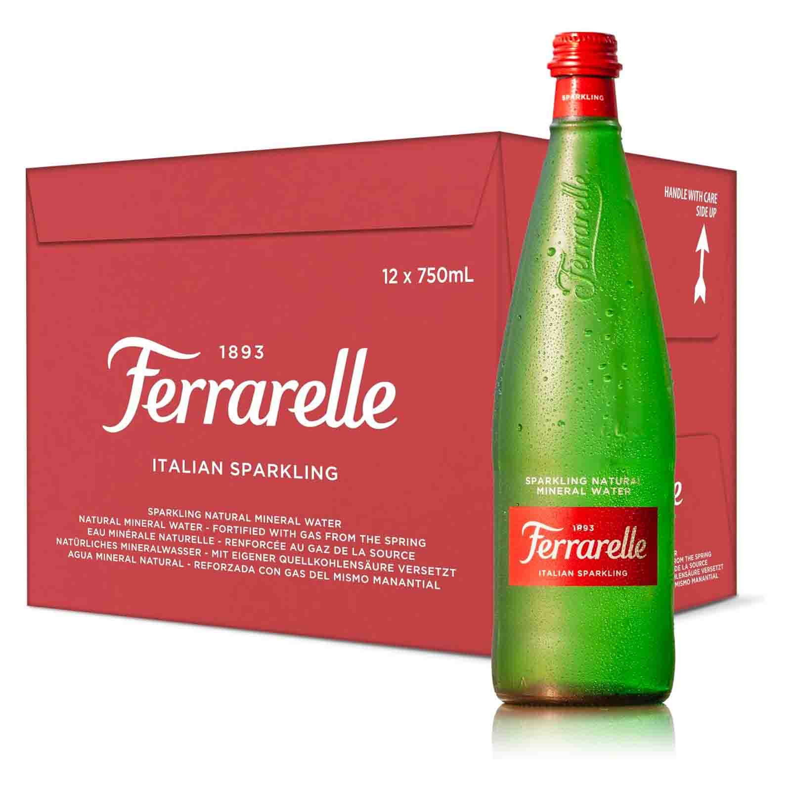 WATER SPARKLING GLASS BOTTLE FERRARELLE ( 12 X 750 ML )