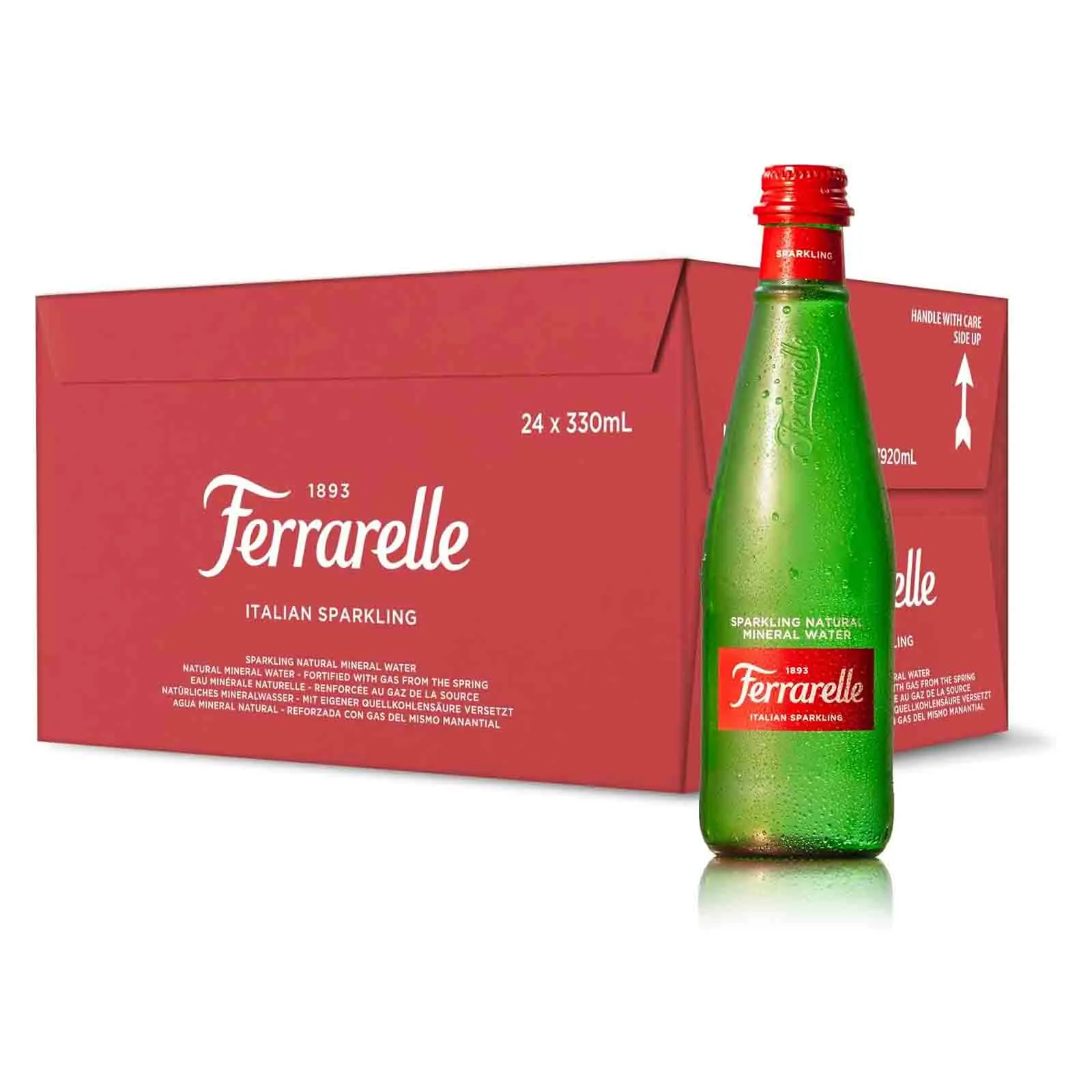 WATER SPARKLING GLASS BOTTLE FERRARELLE ( 24 X 330 ML )