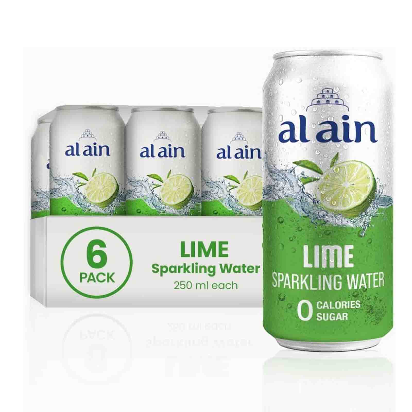 WATER SPARKLING LIME ZERO CAN AL AIN ( 6 X 250 ML )