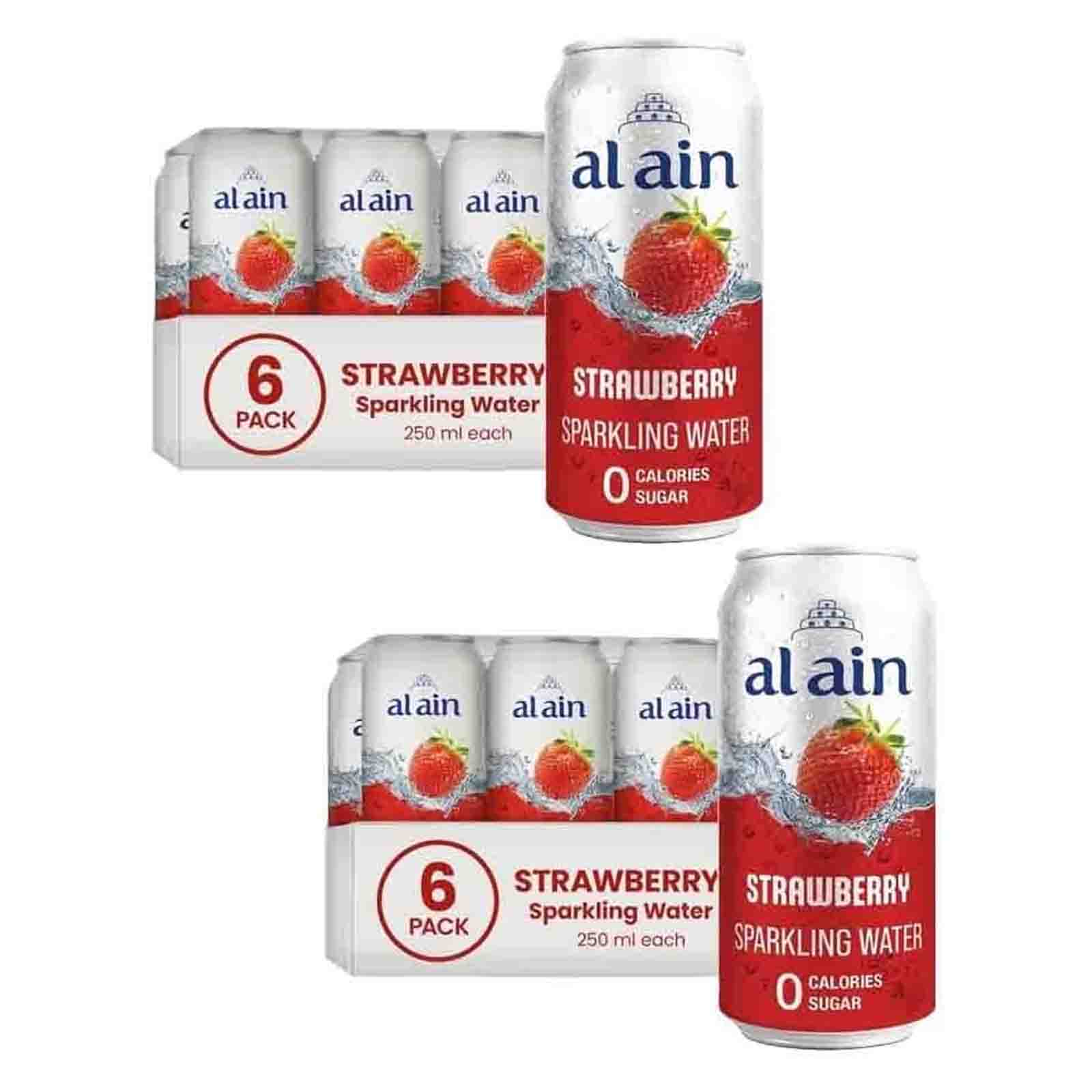 WATER SPARKLING STRAWBERRY ZERO CAN AL AIN ( 2 X 6 X 250 ML )