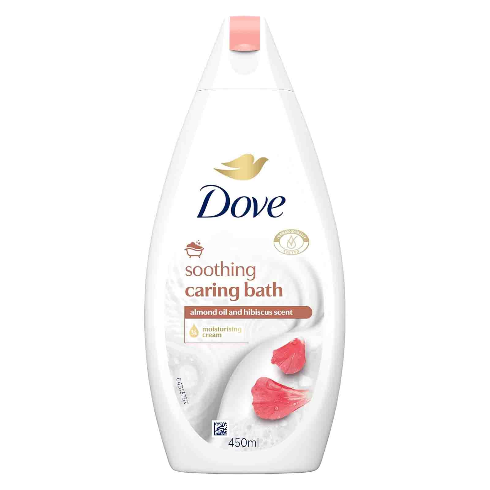 BODY WASH SOOTHING CARING BATH ALMOND OIL AND HIBISCUS DOVE ( 450 ML )