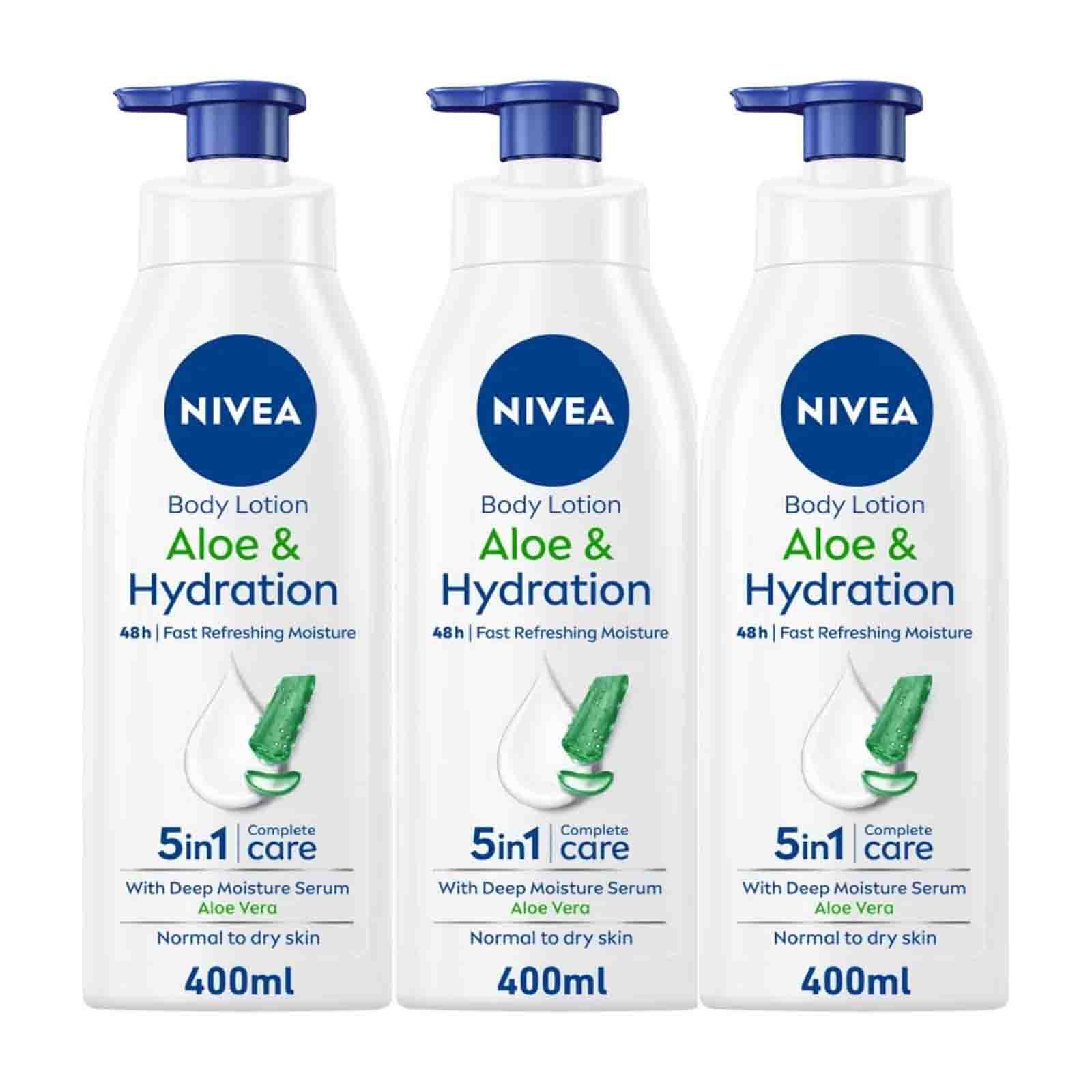 BODY LOTION ALOE & HYD NORMAL TO DRY SKIN NIVEA ( 3 X 400 ML )