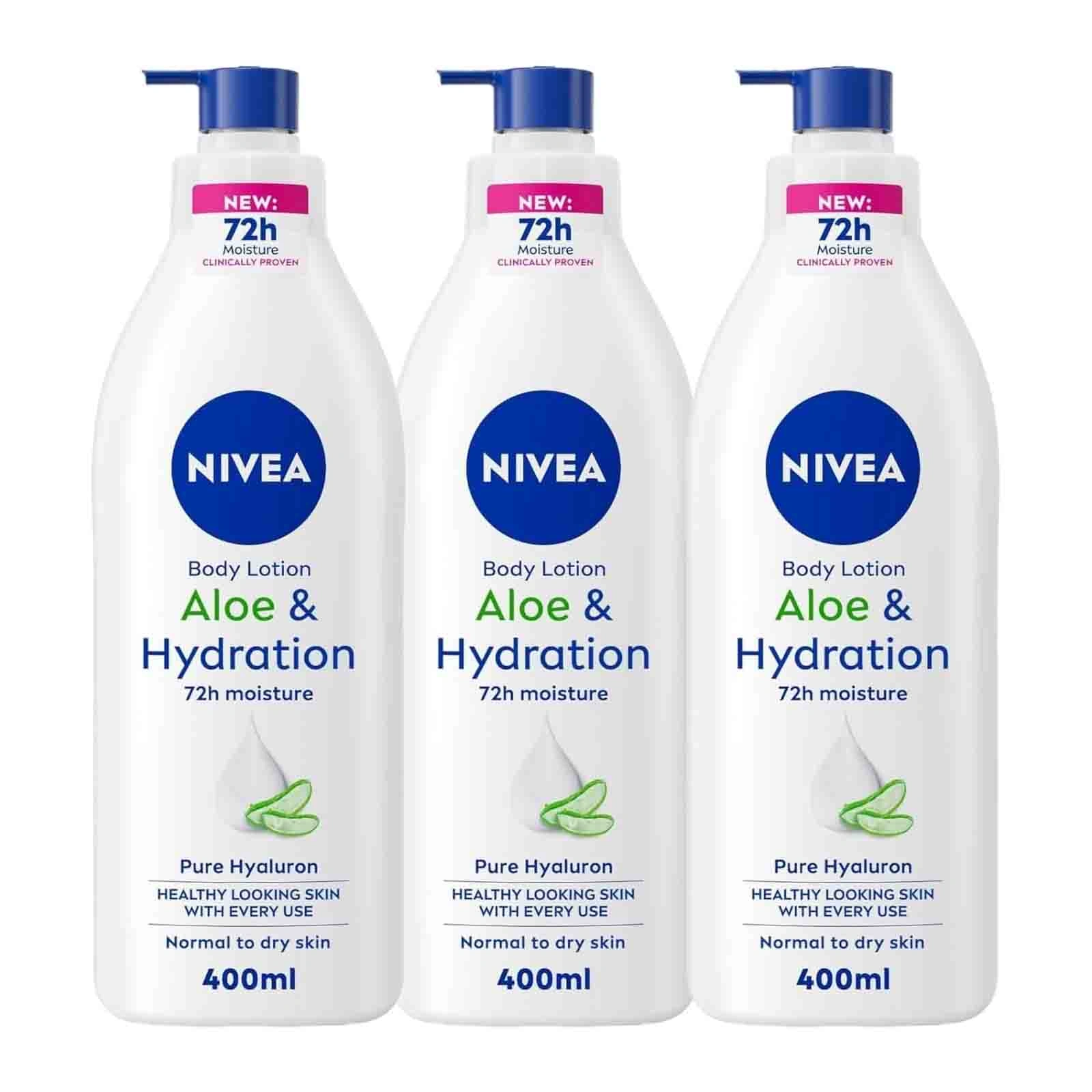 BODY LOTION ALOE & HYD NORMAL TO DRY SKIN NIVEA ( 3 X 400 ML )