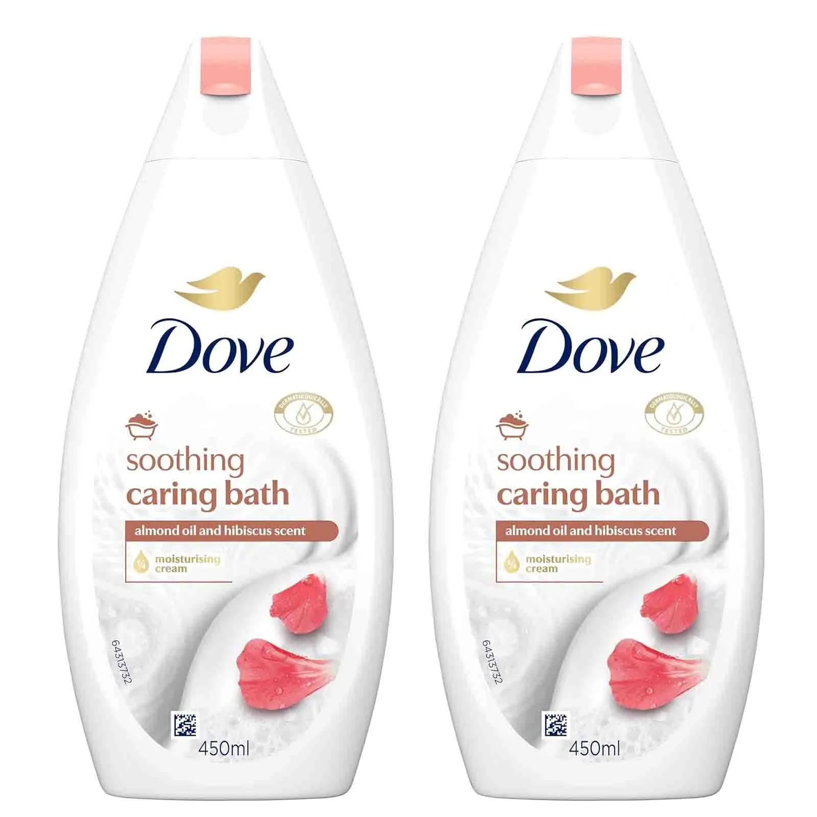BODY WASH SOOTHING CARING BATH ALMOND OIL AND HIBISCUS DOVE ( 2 X 450 ML )