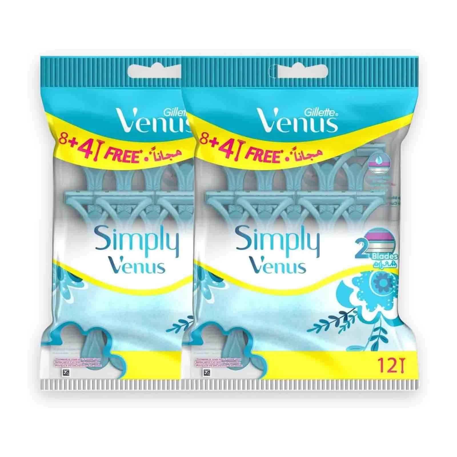 RAZORS DISP SIMPLY VENUS 2 GILLETTE ( 2 X 8 + 4 PC )