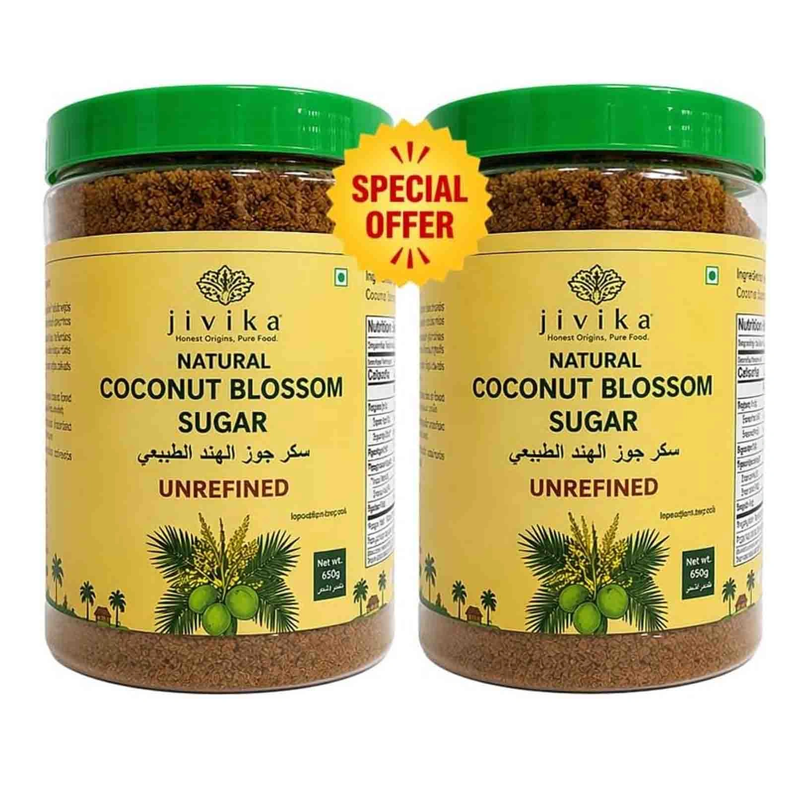 SUGAR COCONUT BLOSSOM NATURAL UNREFINED JIVIKA ( 2 X 650 ML )