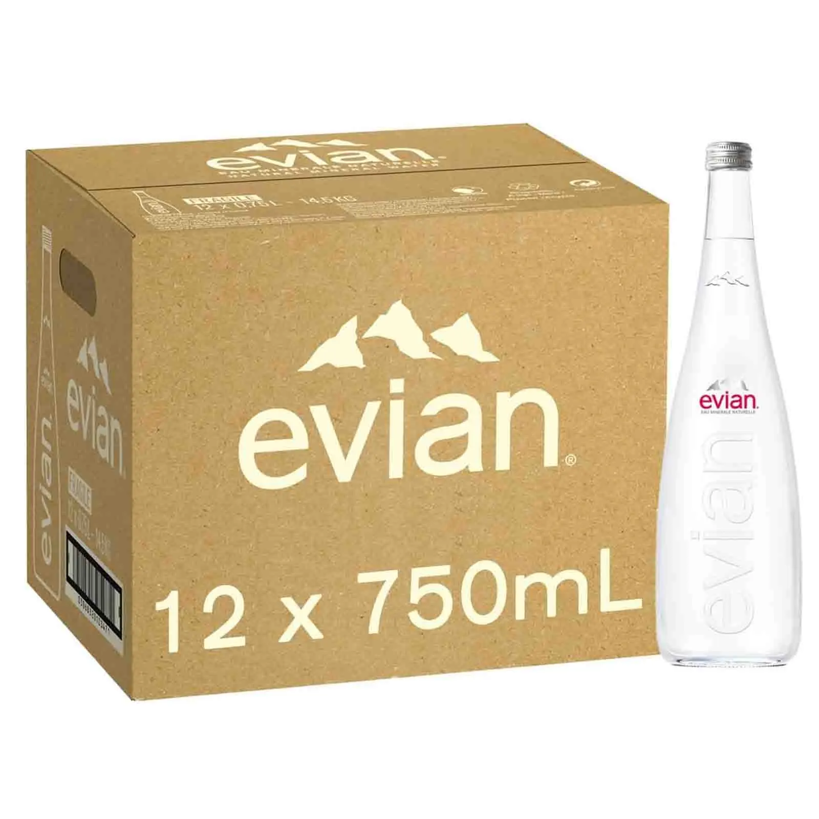 WATER GLASS BOTTLE EVIAN ( 12 X 750 ML )