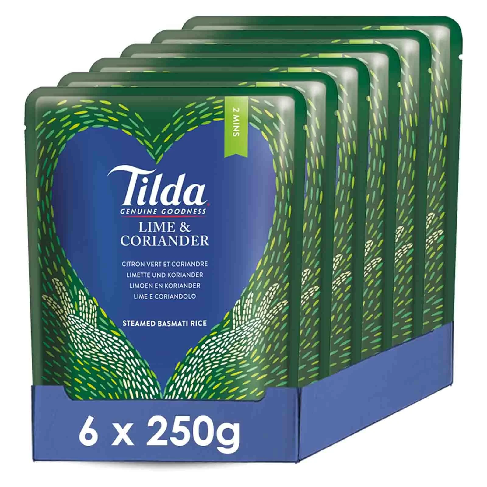 RICE BASMATI LIME & CORIANDER  MICROWAVE TILDA ( 6 X 250 G ) 