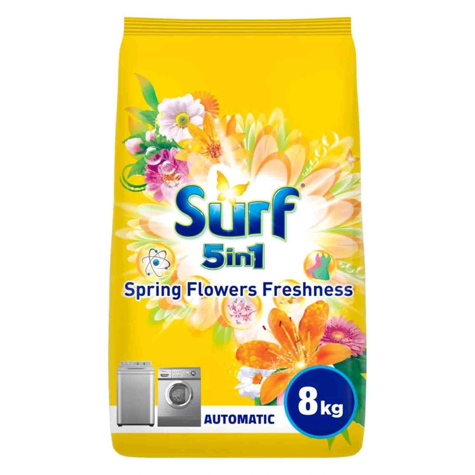 LAUNDRY DETERGENT POWDER AUTOMATIC 5 IN 1 SPRING FLOWERS FRESHNESS SURF ( 8 KG )
