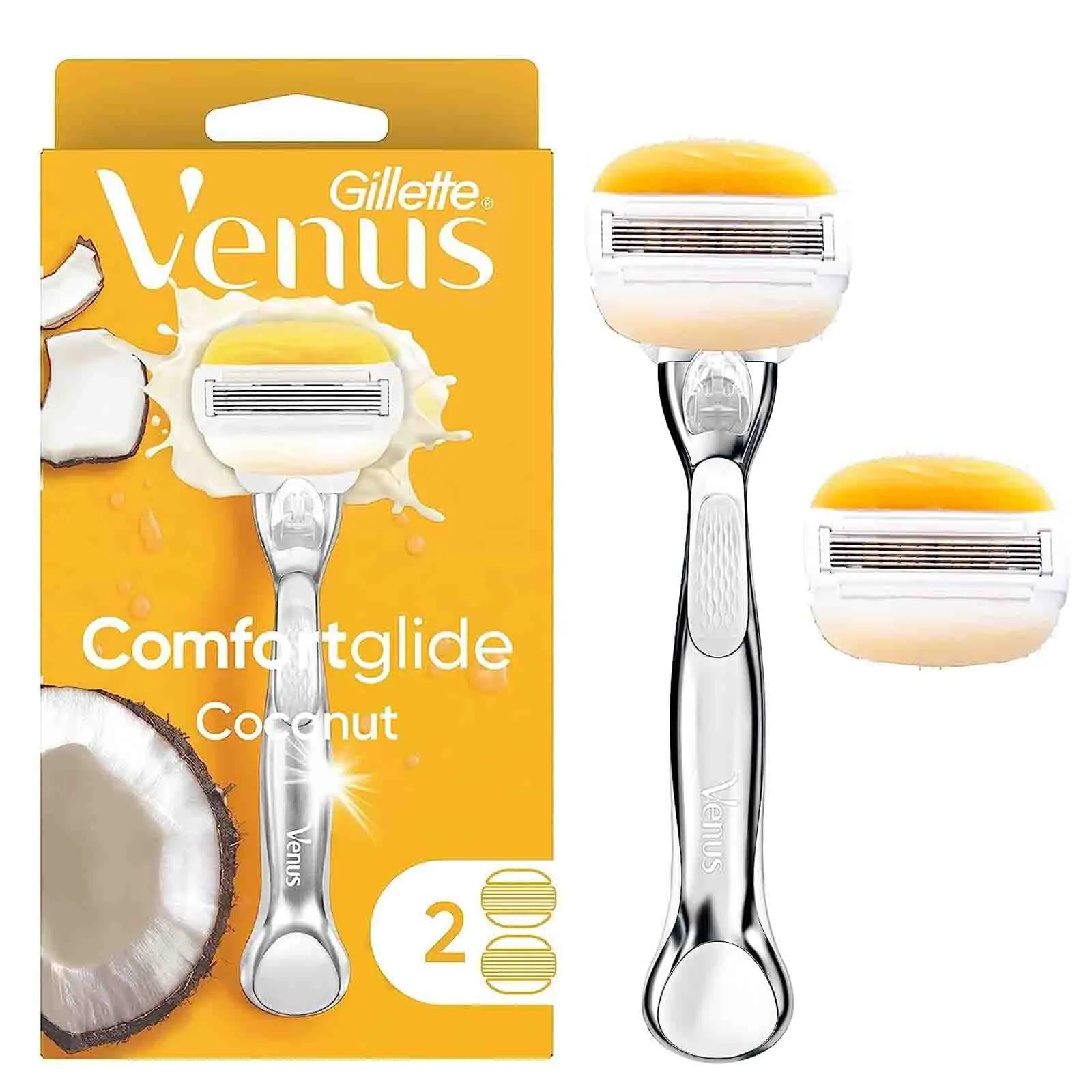 RAZOR REFILL BLADE COCONUT VENUS 5 WITH 1 HANDLE + 2 BLADE GILLETTE ( 2 X 1 PC )