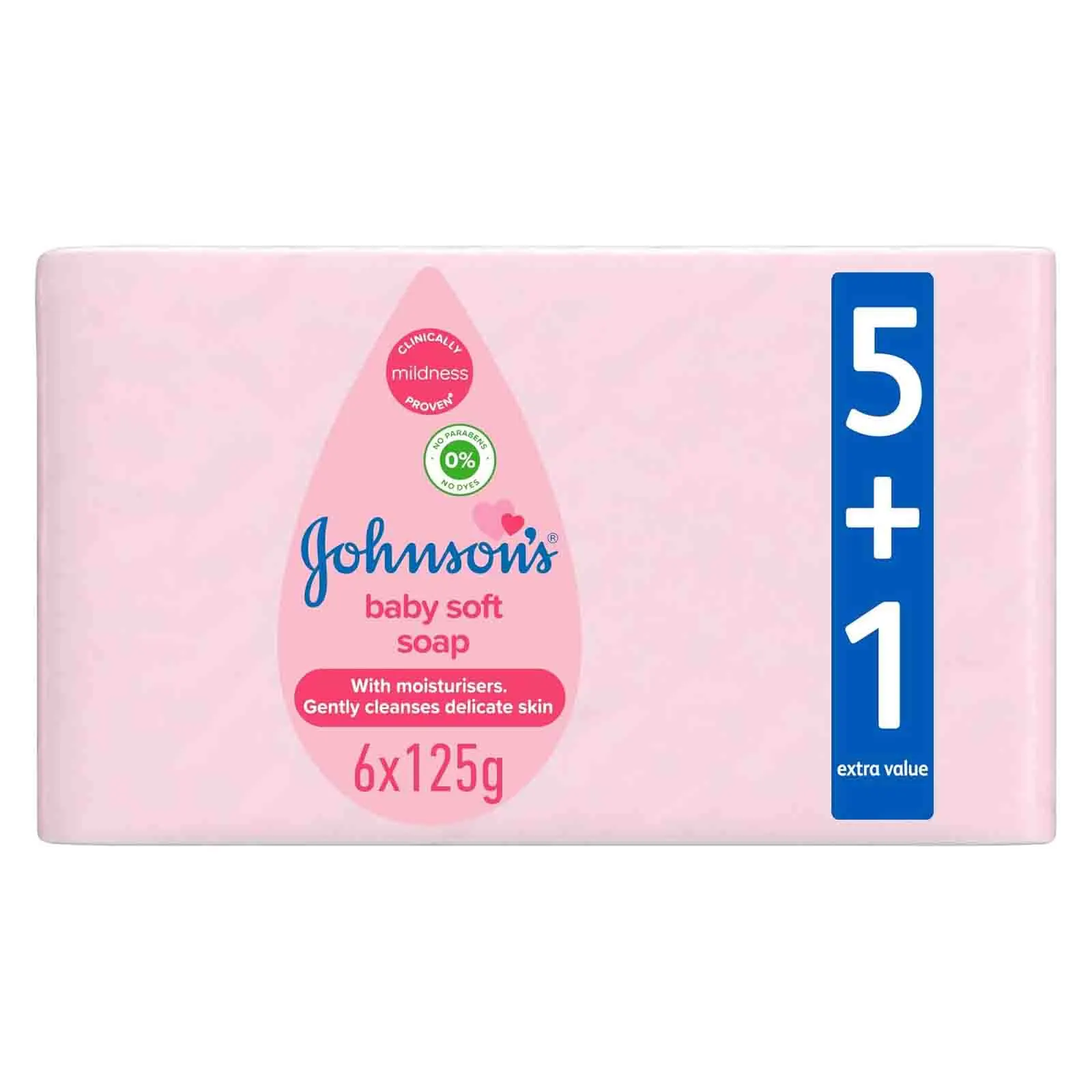 SOAP BABY SOFT & GENTLE CLEANSE JOHNSONS ( 6 X 125 GM )