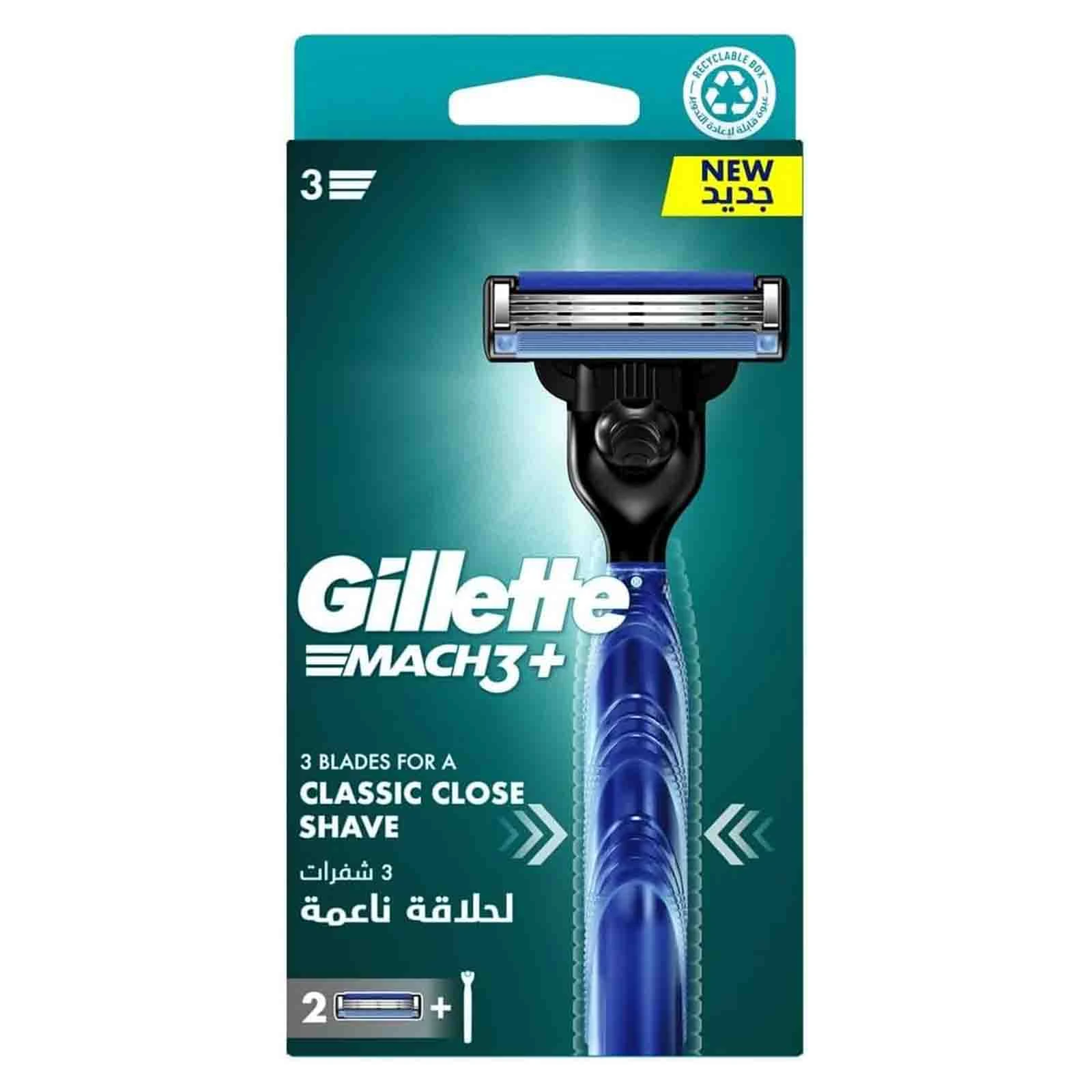 RAZOR REFILL BLADE MACH 3+ WITH 1 HANDLE + 2 BLADE GILLETTE ( 1 PC )