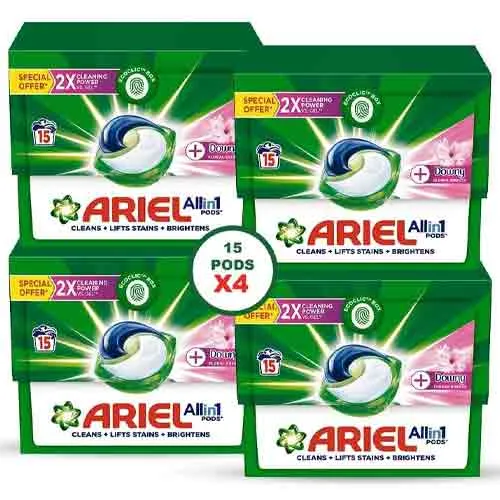 LIQUID DETERGENT CAPSULES 3 IN 1 POD PB DOWNY FLORAL BREEZE ARIEL ( 2 X 2 X 15 PODS )