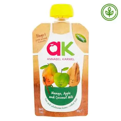 PUREE ORGANIC MANGO, APPLE & COCONUT MILK STAGE 1 ANNABEL KARMEL ( 100 gm ) 