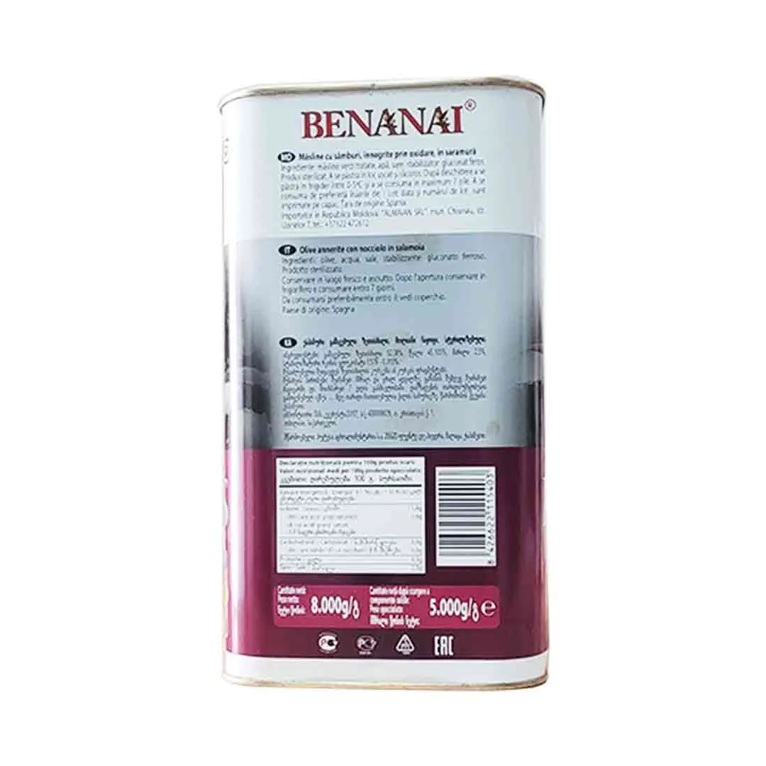 Benanai Black Whole Spanish Olives 8 Kg