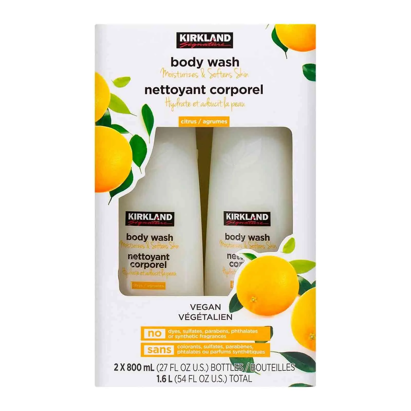 BODY WASH NETTOYA CORPOREL CITRUS & ARGUMES NATURAL KIRKLAND SIGNATURE ( 2 X 800 ML )