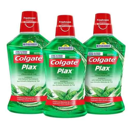 MOUTH WASH TEA FRESH PLAX COLGATE ( 3 X 500 ML )