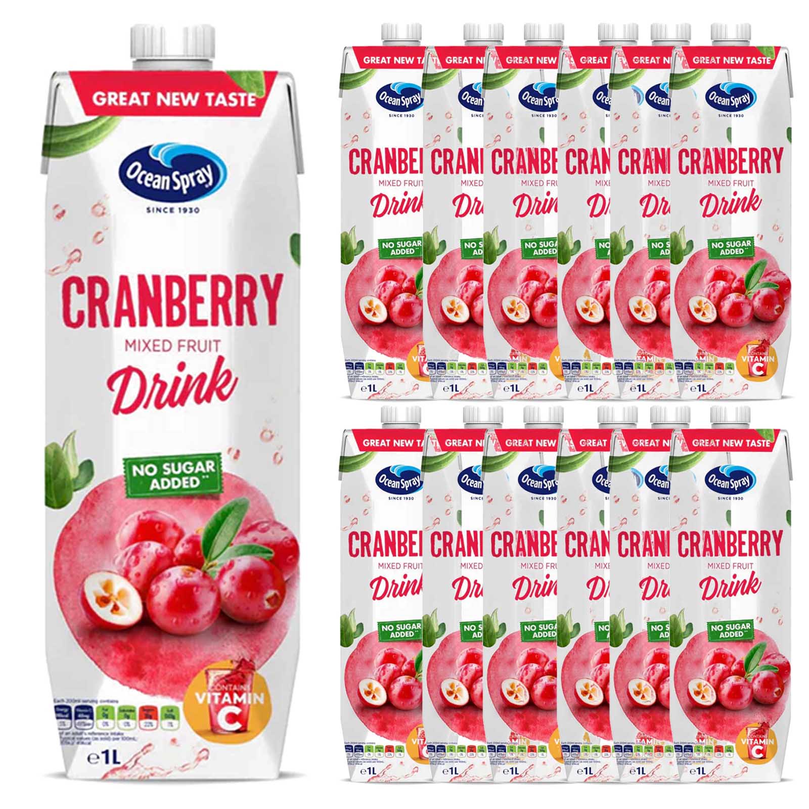  Ocean Spray Juice Cranberry 12 x 1 L