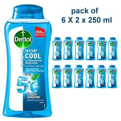 SHOWER GEL & BODY WASH COOL DETTOL ( 6 X 2 X 250 ml )