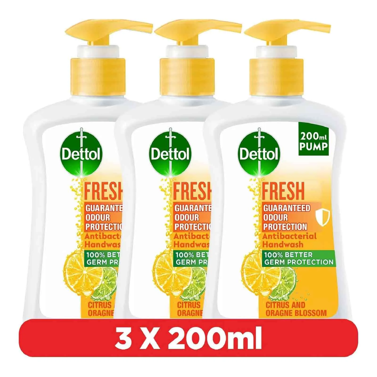 HAND WASH ANTIBAC CITRUS & ORANGE BLOSSOM FRESH DETTOL (3X200 ML)