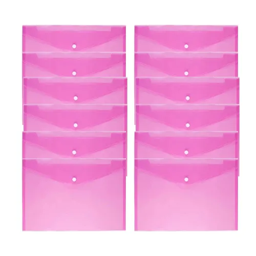 ENVELOP PLASTIC PINK FLOOLSCAP MY CLEAR ( 12 PCS )
