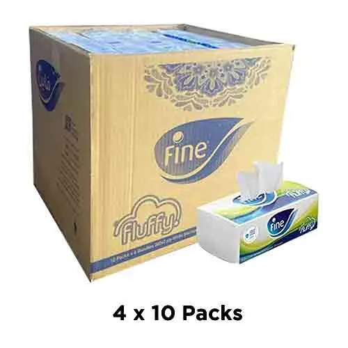 Fine Fluffy Facial Tissue 200 x 2 Ply 4 x 10 Pcs