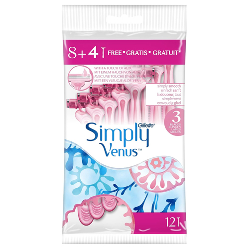 RAZORS DISP SIMPLY VENUS 3 GILLETTE ( 8 + 4 PC )