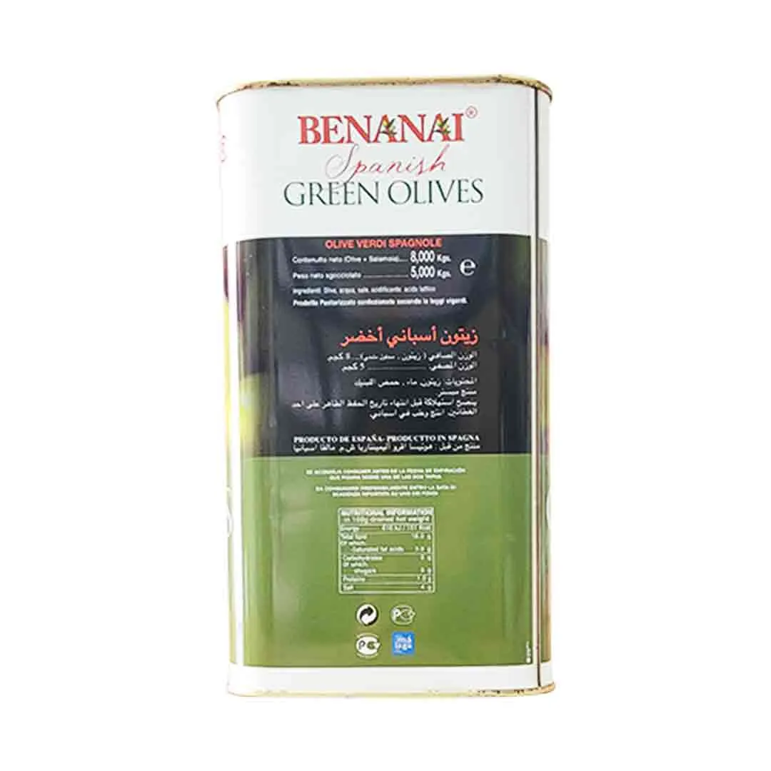  Benanai  Green Whole Spanish Olives 8 Kg