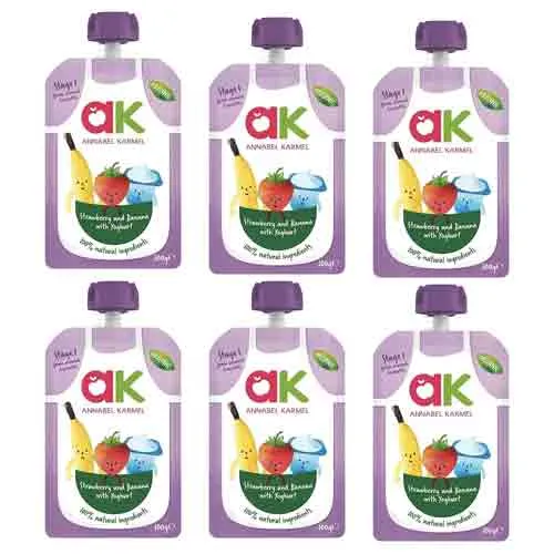 Annabel Karmel Organic Strawberry Greek Style Yogurt Puree 6 X 100 g