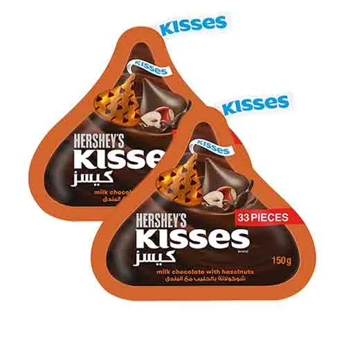 MILK CHOCOLATE HAZELNUT KISSES HERSHEYS ( 2 X 150 gm)