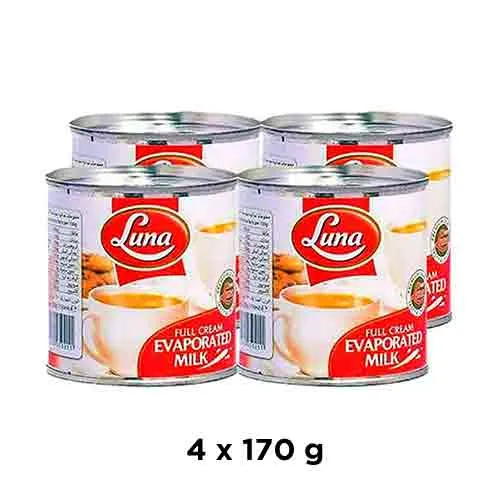 MILK EVAPORATED FULL CREAM LUNA (4 X 170 gm)