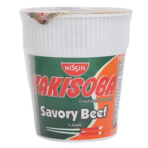 NOODLES CUP SAVORY BEEF NISSIN YAKISOBA ( 77 gm )