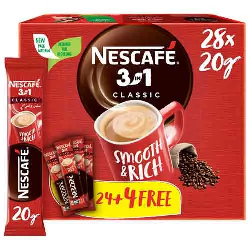 COFFEE 3 IN 1 CLASSIC NESCAFE ( 24+4 X 20 gm )
