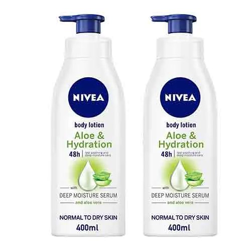 BODY LOTION ALOE & HYD NORMAL TO DRY SKIN NIVEA (2 X 400 ML)