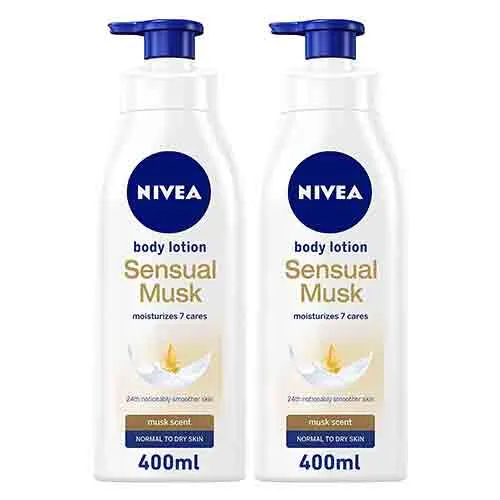 BODY LOTION NORMAL TO DRY SKIN SENSUAL MUSK NIVEA (2 X 400 ML)