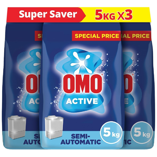 LAUNDRY DETERGENT POWDER SEMI AUTOMATIC ACTIVE OMO ( 3 X 5 KG )
