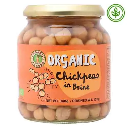 CHICKPEAS IN BRINE ORGANIC LARDER ( 350 gm )
