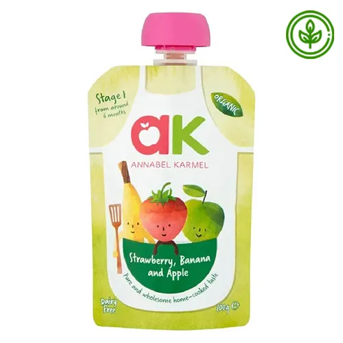 PUREE ORGANIC STRAWBERRY, BANANA & APPLE STAGE 1 ANNABEL KARMEL ( 100 gm ) 