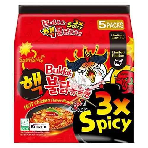 NOODLES HOT 3X SPICY CHICKEN STIR FRIED SAMYANG (5X140 gm)