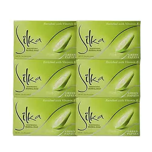 SOAP HERBAL WHITENING GREEN PAPAYA SILKA ( 6 X 135 gm )