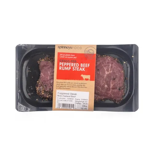 BEEF RUMP STEAK PEPPERED SPINNEYS FOOD (PKT)