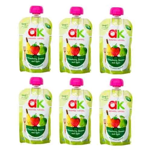 Annabel Karmel Strawberry Banana and Apple Puree Stage 1 Squeeze 6 X 100 g
