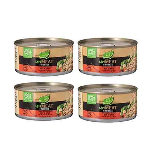 FISH FREE TUNA STYLE FLAKES HOT & SPICY UNMEAT ( 4 X 180 GM )