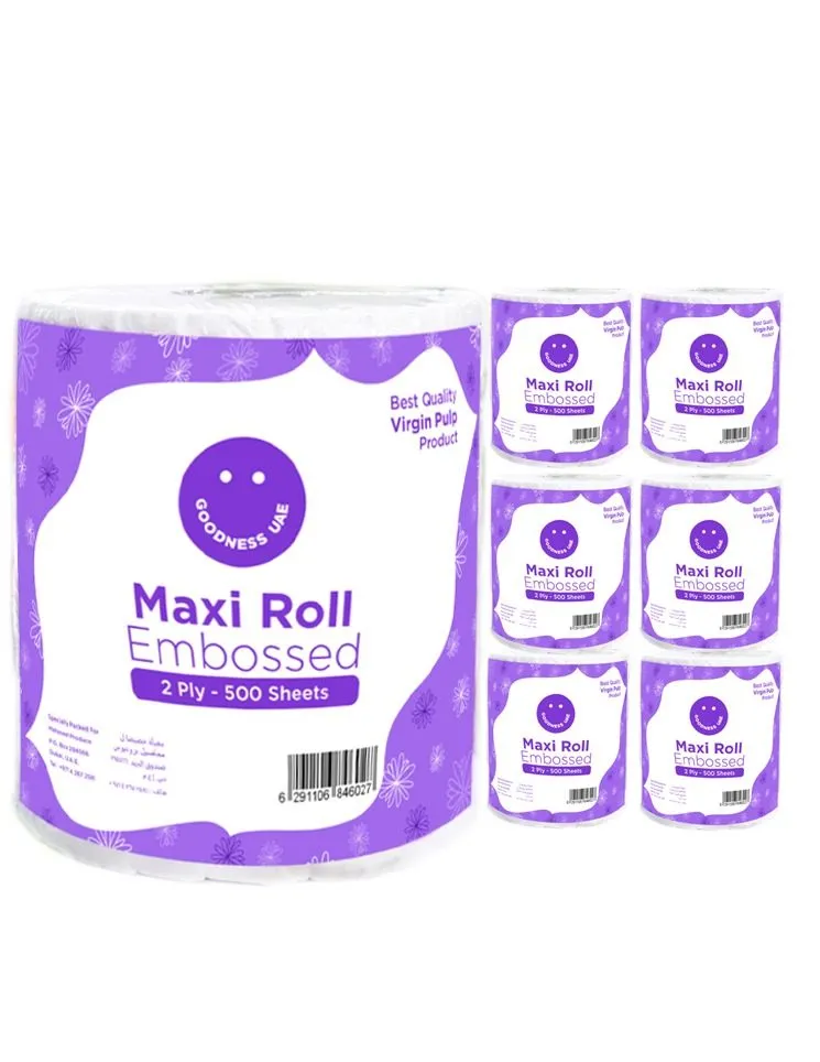 MAXI ROLL EMBOSSED 2 PLY - 500 SHEETS GOODNESS ( 1 X 6 ROLLS )