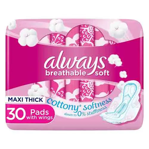 SANITARY PAD BREATHABLE SOFT MAXI THICK ALWAYS (2 X 30 PC)