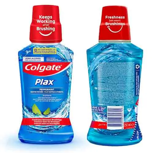MOUTH WASH PEPPERMINT BLUE PLAX COLGATE ( 12 X 250 ml )