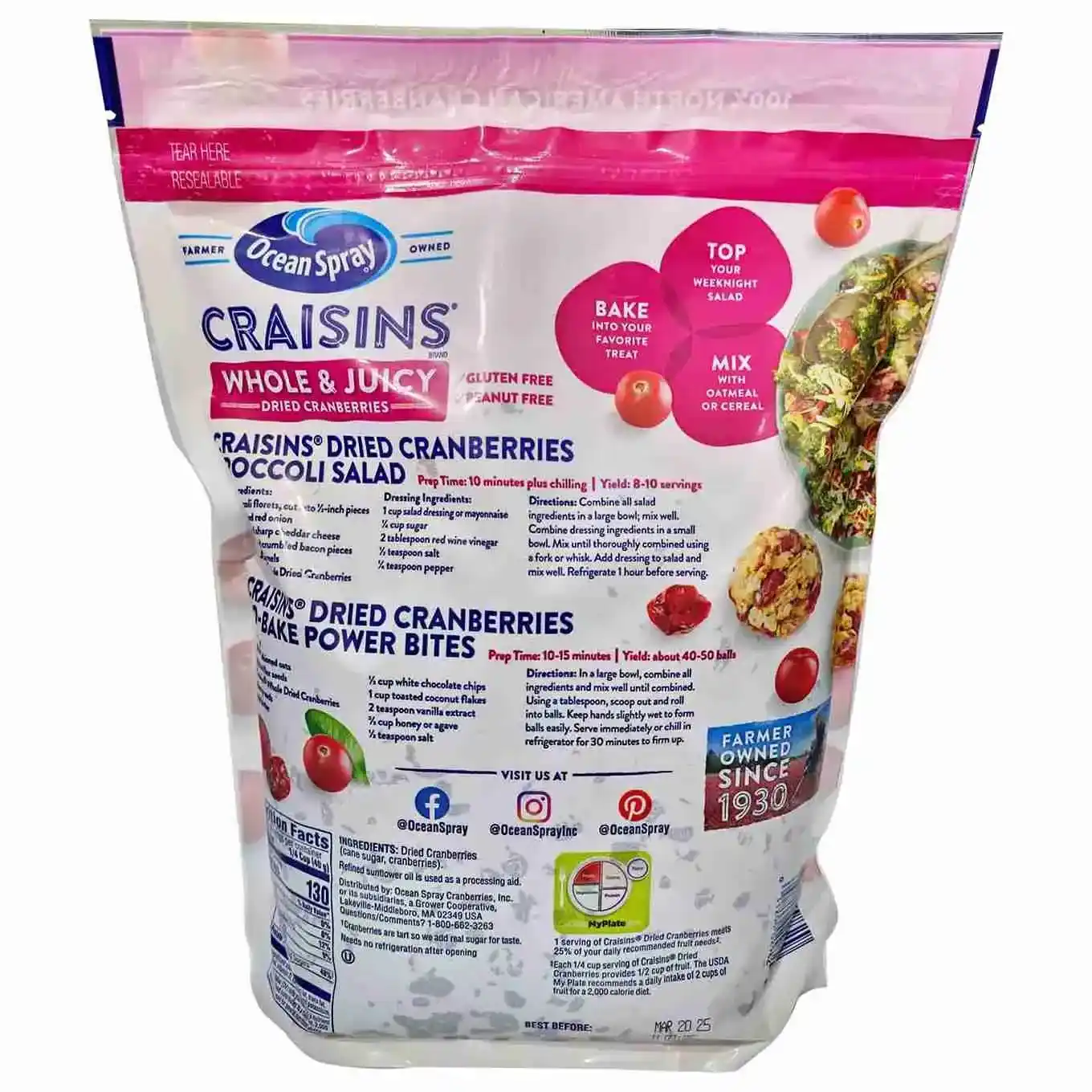 Cranberries Dried Whole & Juicy Craisins Ocean Spray 1.81 Kg