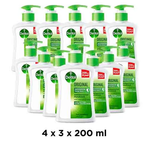 HAND WASH LIQUID ANTIBACTERIAL ORIGINAL DETTOL ( 4 X 3 X 200 ml )