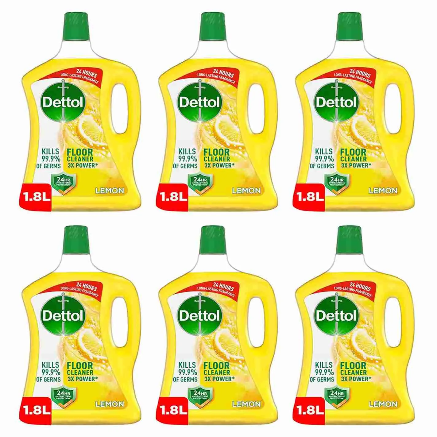 FLOOR CLEANER ANTIBACTERIAL POWER 3X LEMON DETTOL ( 6 X  1.8 LTR )