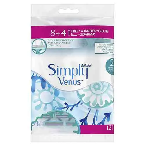 RAZORS DISP SIMPLY VENUS 2 GILLETTE ( 8 + 4 PC )